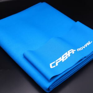 Blue CPBA Royal billiard cloth folded with white CPBA Royal logo